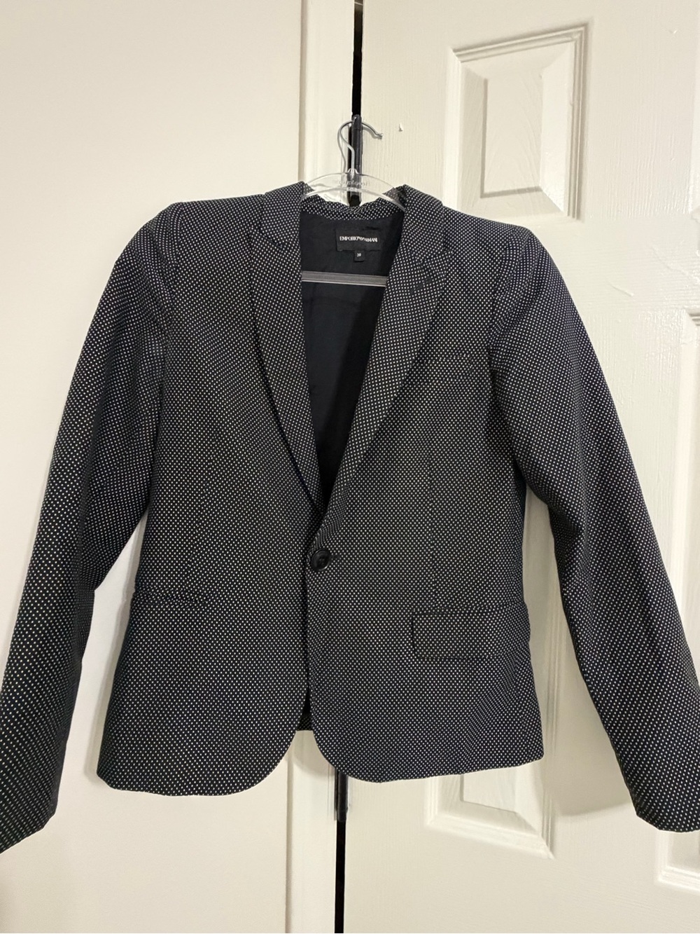 Emporio Armani Black Microdot Single-Button Blazer